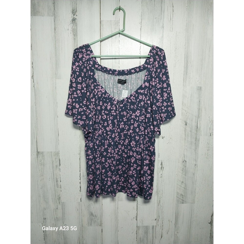 Lane Bryant Swing Collection 18/20 Blue Purple Floral Peplum Top NWT